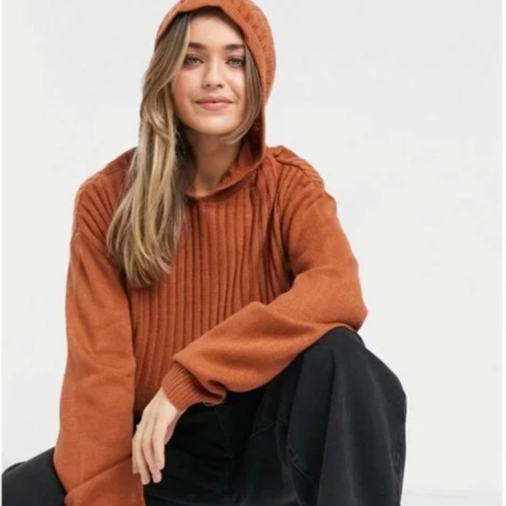 SNDYS  Lounge Hendrix Knit Hoodie in Rust-Size small